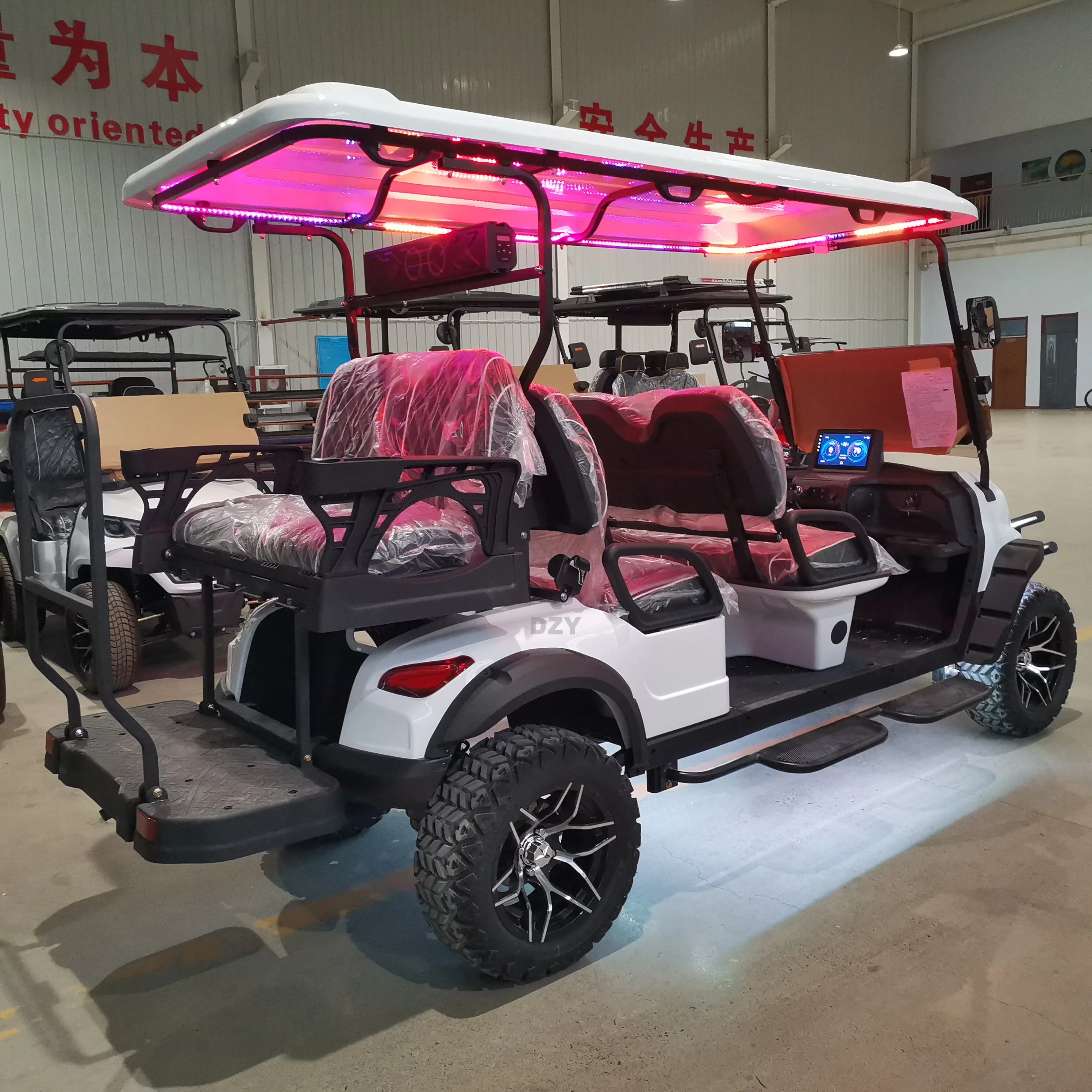 New Boost 5, 6, and 7kw Motor Lead Acid/Lithium Battery 48V-72V 2, 4, 6, 8, 10 Seat/12/14 inch Tire Hunting Golf Car