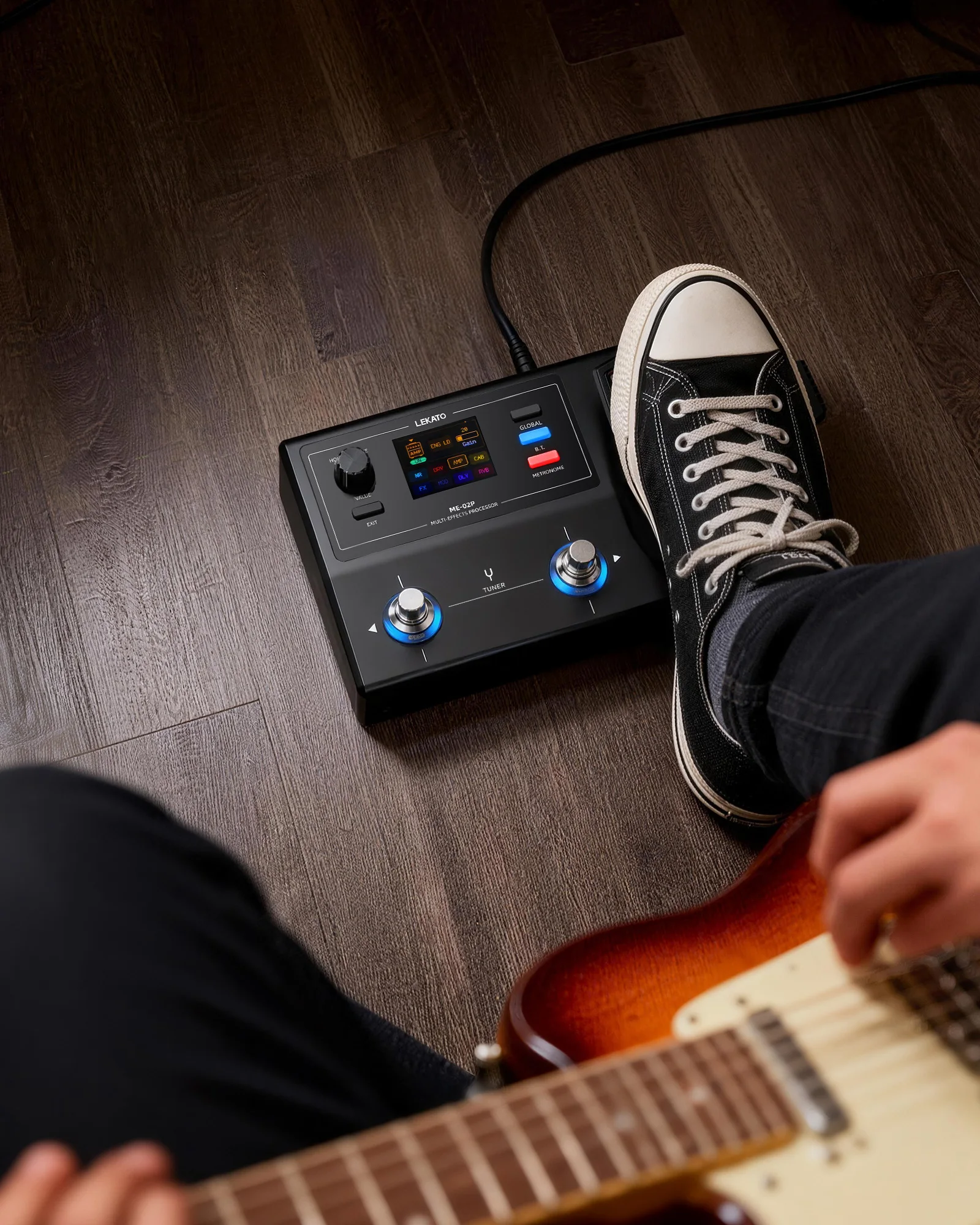 Lekato ME-02P Rechargeable Multi Effects Guitar Pedal with 70