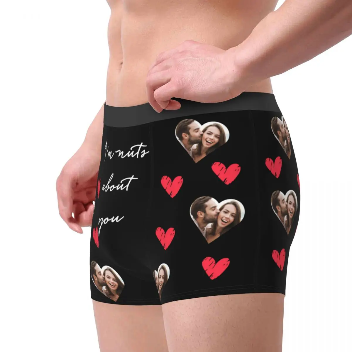 Custom Faces Print Boxer Briefs for Men Love Heart Photo Underwear Gifts Christmas Gift Boyfriend Birthday Present