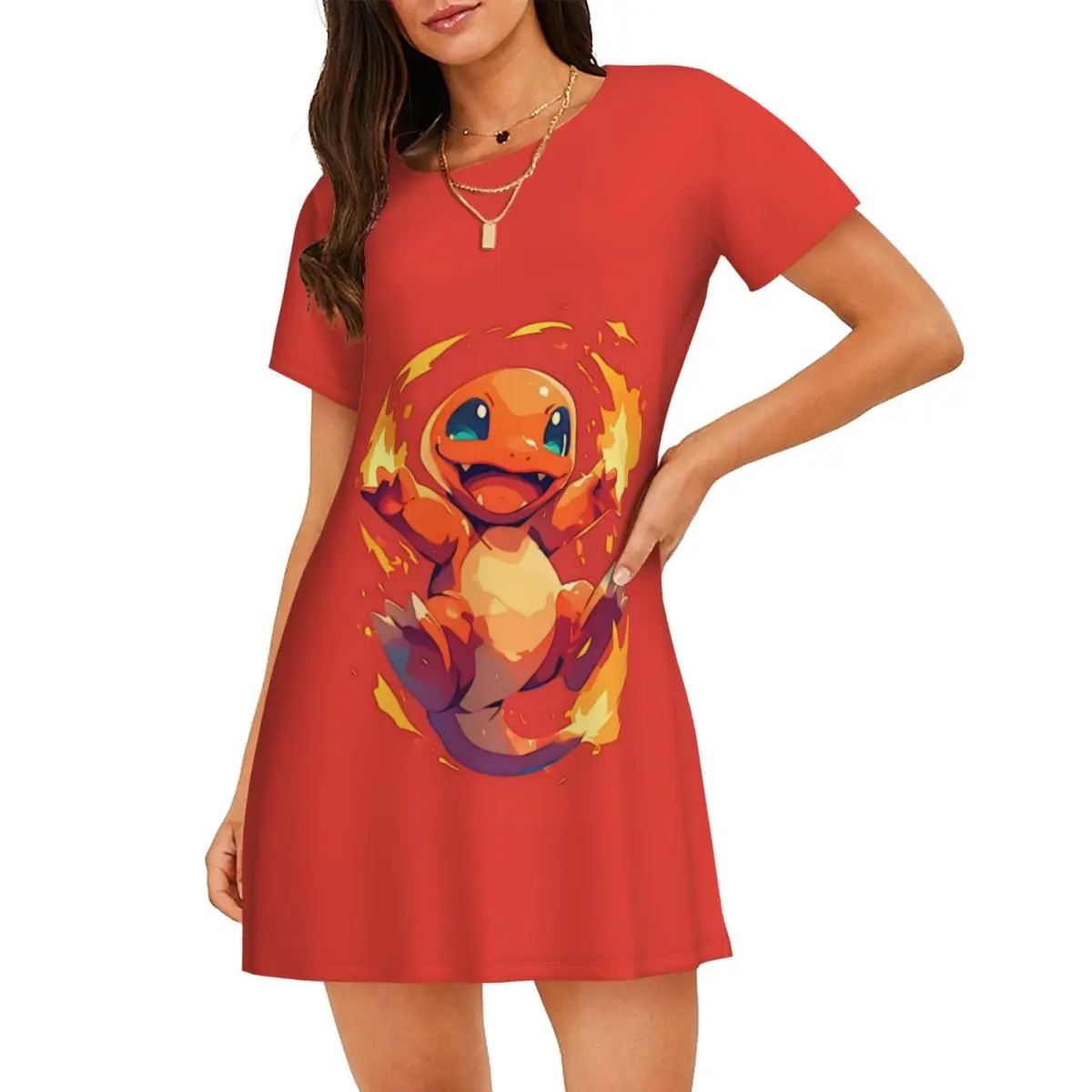 

Женская ночная рубашка Squirtles на заказ, одежда для сна с короткими рукавами и принтом, видеоигры для отдыха, путешествий, пижамы, женские пижамы
