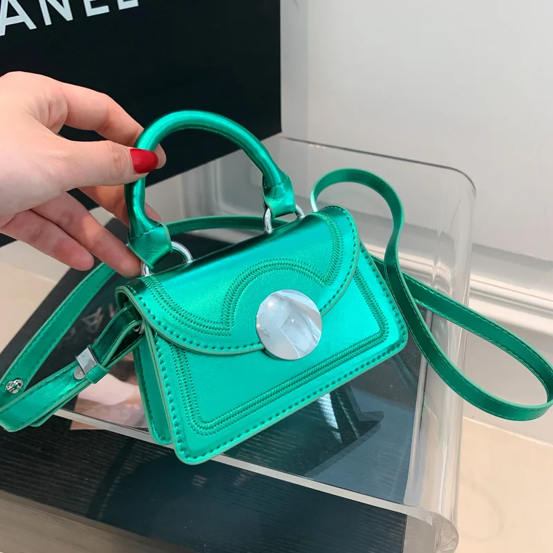 Mini bolso cruzado de lujo para mujer, bandolera de hombro de cuero dorado y plateado, bolso de mano para teléfono