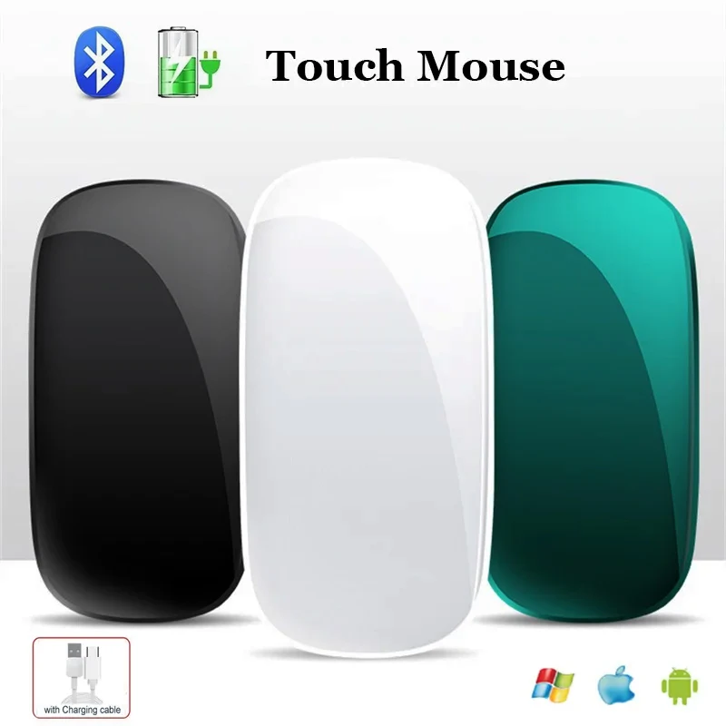 Magic Mouse For Apple Wireless Bluetooth Rechargeable Ergonomic Mause Silent Arc Touch Control Mice For Microsoft Mac iPad PC