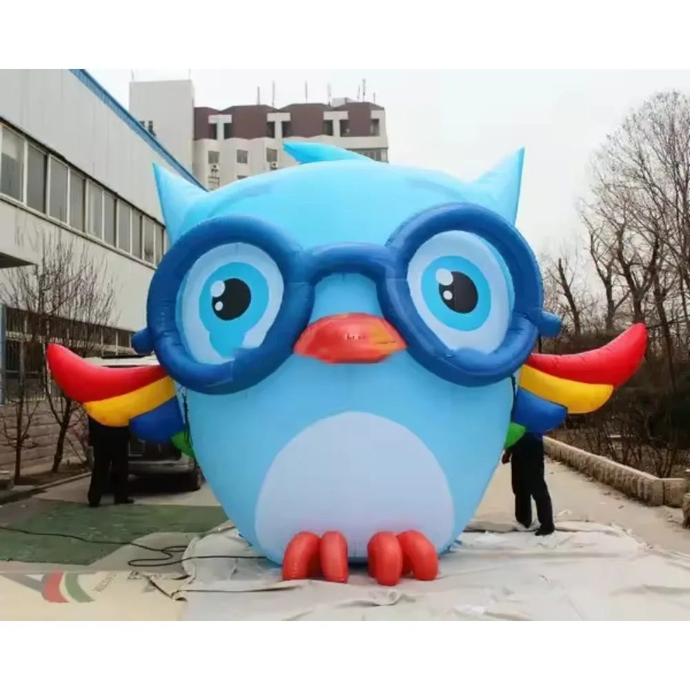 

Art Sculpture Giant Inflatable Owl Cartoon Blue Inflatable Owl Animal Mascot for Event Party Decoration