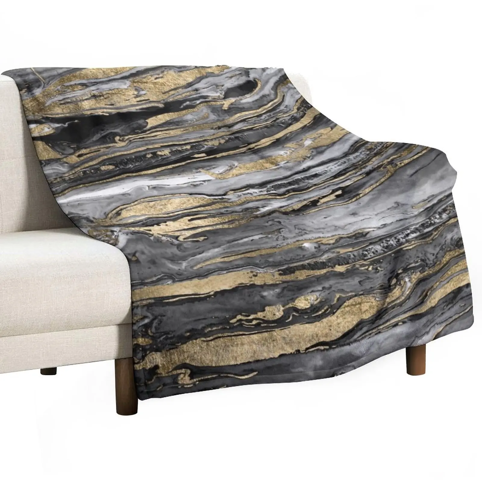 

Stylish gold abstract marbleized paint Throw Blanket bed plaid Soft Big Blanket Luxury Brand Blanket Picnic