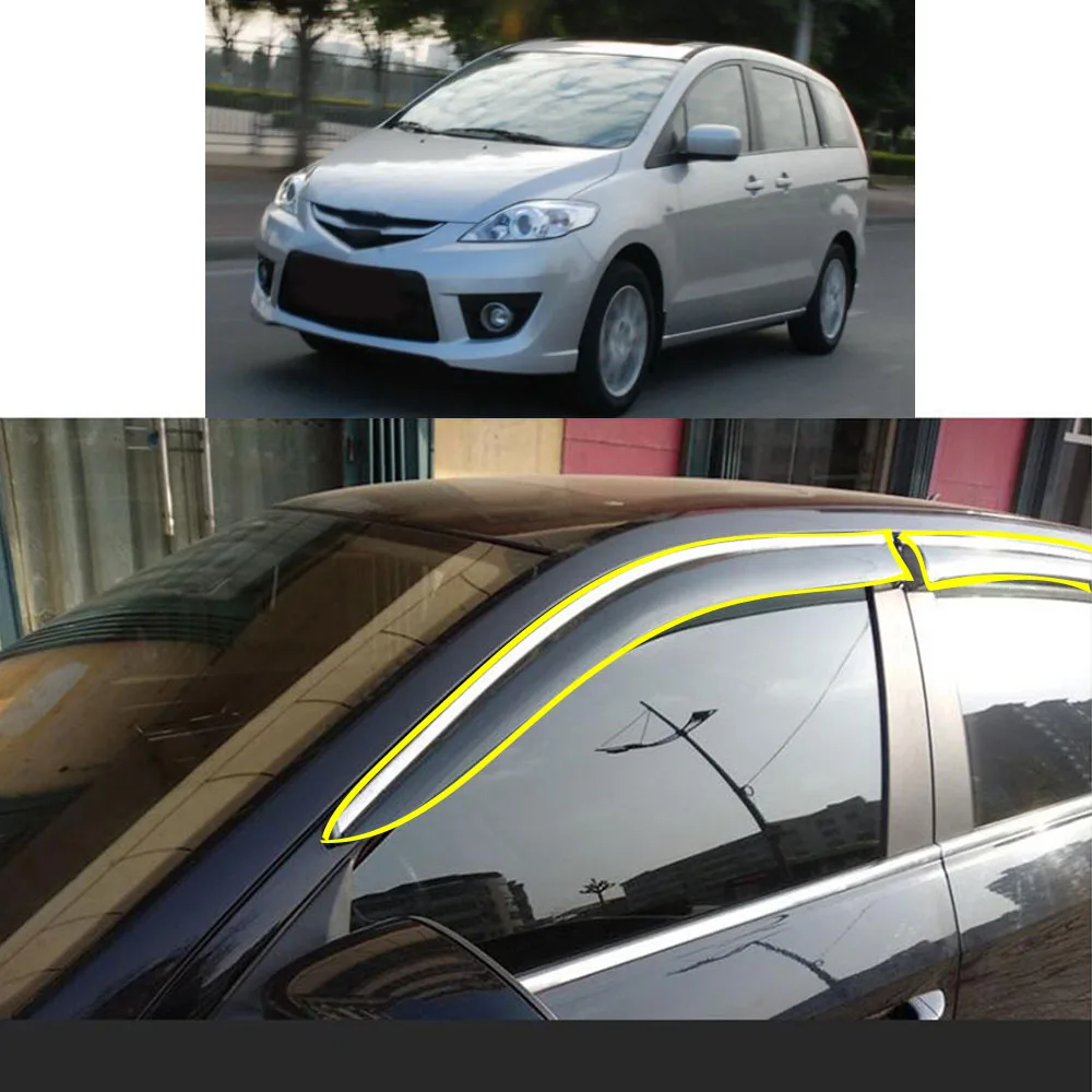 Car Sticker Plastic Window Glass Wind Visor Rain/Sun Guard Vent For MAZDA 5 MAZDA5 2008 2009 2010 2011 2012 2013 2014 2015-2018