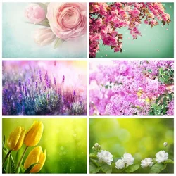 MOON.QG Pink Flower Green Grass Photography Backdrop Floral Spring Photo Wall Studio Background Portrait Photo Shoot Booth Props