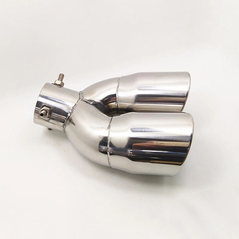 

Universal Stainless Steel Dual Outlet Exhaust Muffler for Car Modification Silver Accessory Compatible with Corolla, Levin, IX25