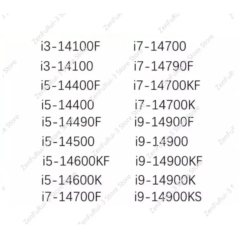 CPU i3 14100F i5 14400 14490F 14500 14600KF i7 14790F i9 14900K