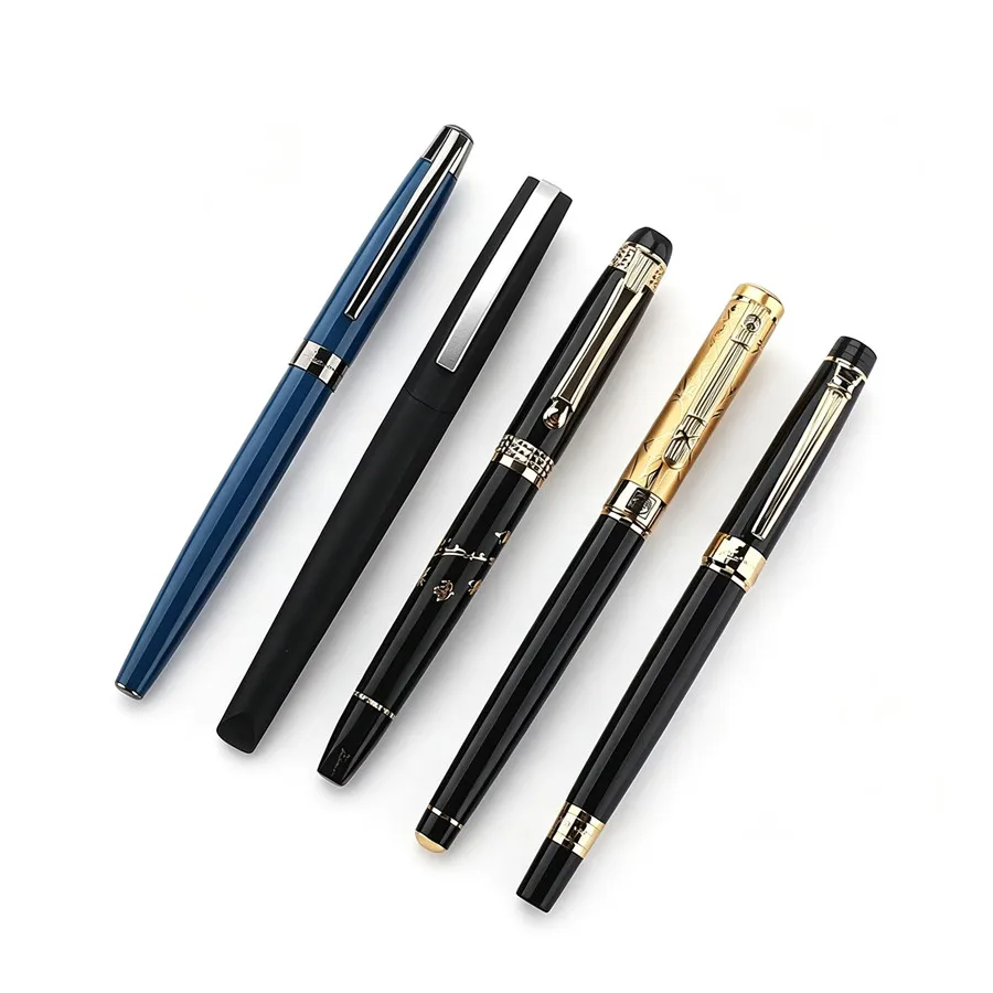 Picasso Luxury Metal Gold Engraved Pattern Business Signature Ink Pen Office Writing Gift Fountain Pens Multiple Colors