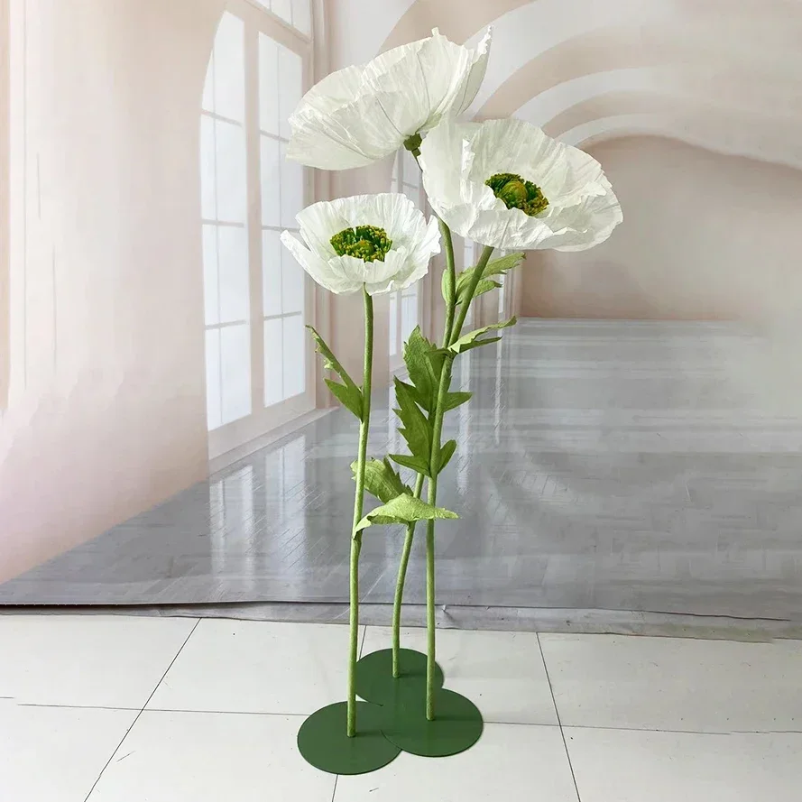 

Marriage Decor Big Poppy Paper Flower Artificial Wedding Road Lead Flower Stand Home Birthday Party Backdrop Decor Window Layout