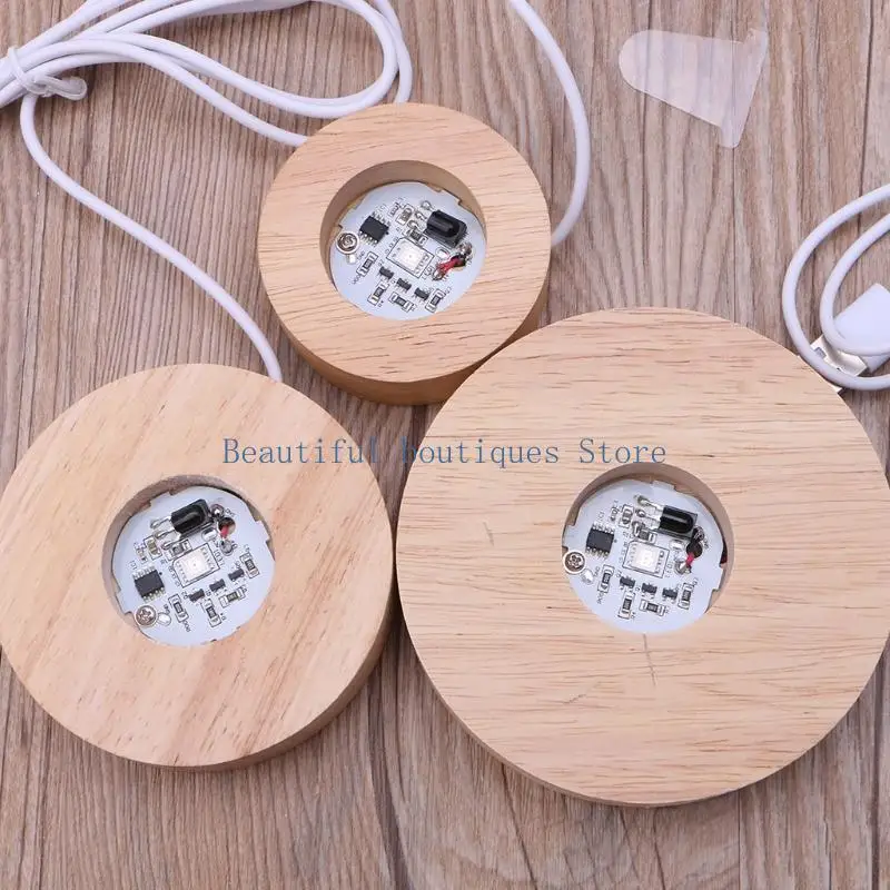 Visualizza in resina U4LF LED LED in legno 12 Colori RGB Base luce regolabile con telecomando