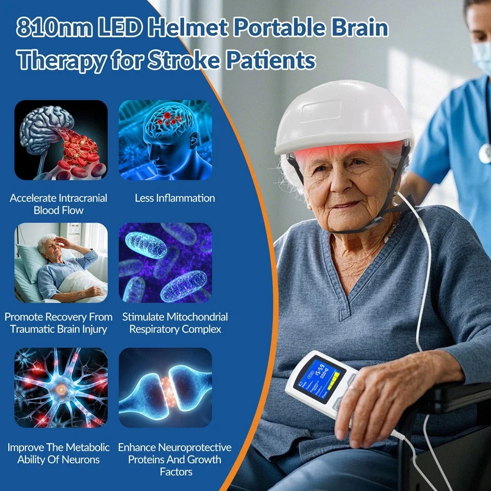 Parkinson's Stroke Recovery 810nm NIR Light Therapy Helmet Photobiomodulation PBM Machine for Neurodegenerative Disease