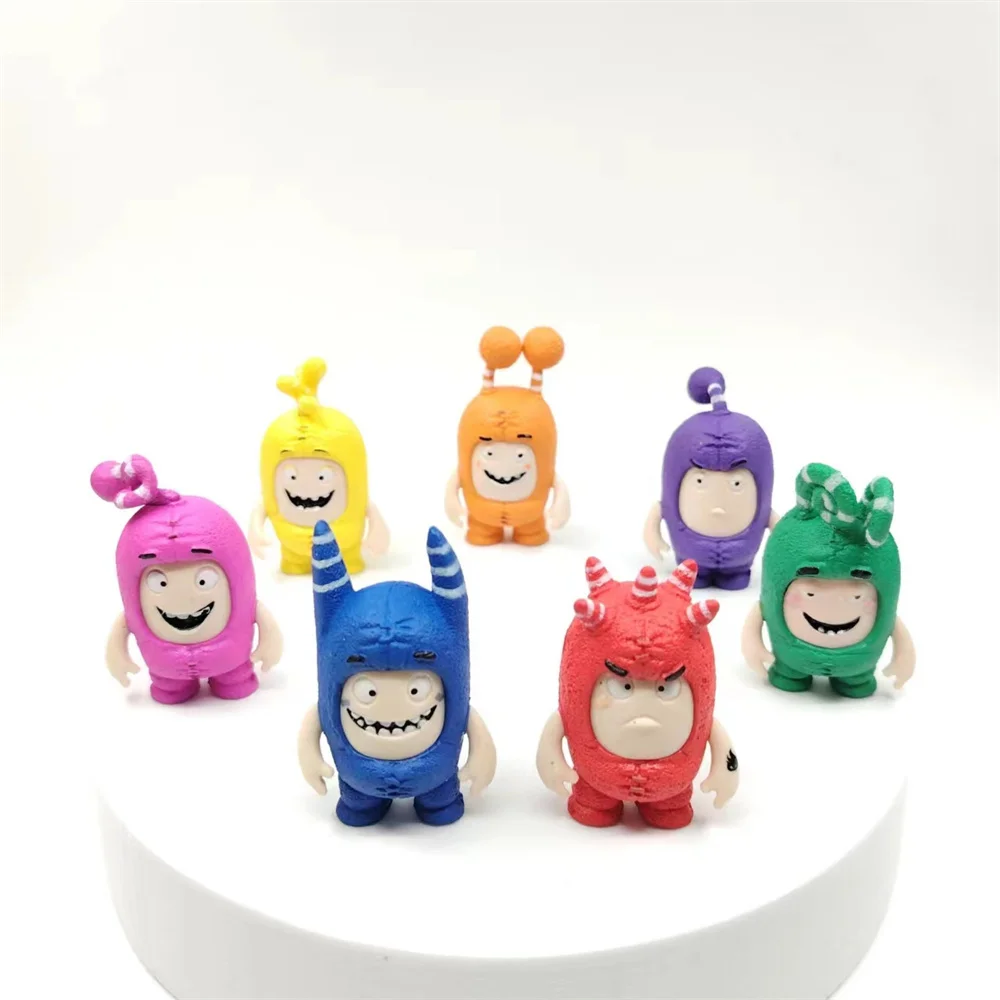 7pcs Original Oddbods Newt Pogo Slick Jeff Zee Figure Model Accessories Kawaii Cute Oddbods Cartoon Anime Mini Dolls Kids Gift