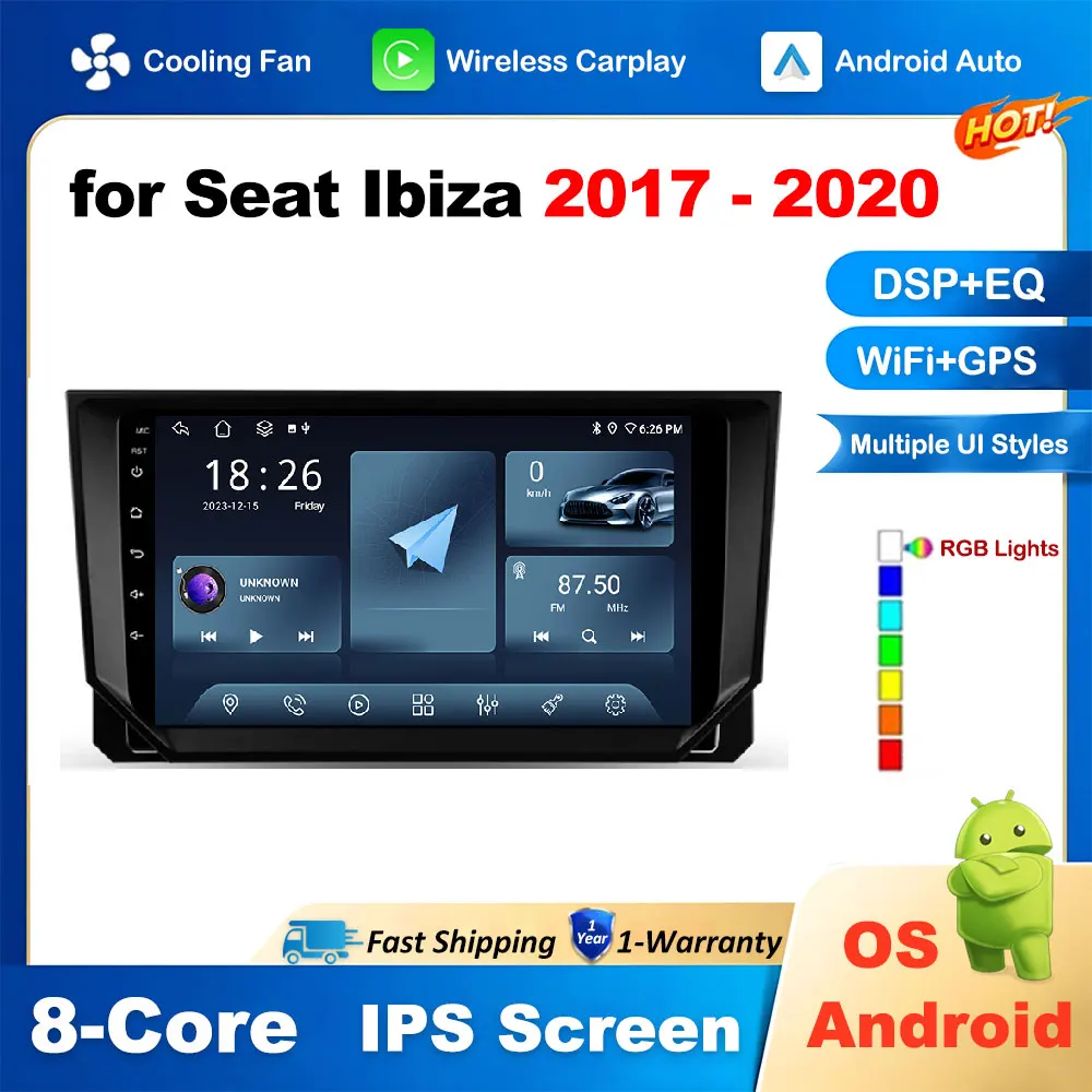 

Wireless CarPlay for Seat Ibiza 2017 - 2020 Android Auto Radio 4G Car Multimedia Player GPS Navigation Autoradio All in one