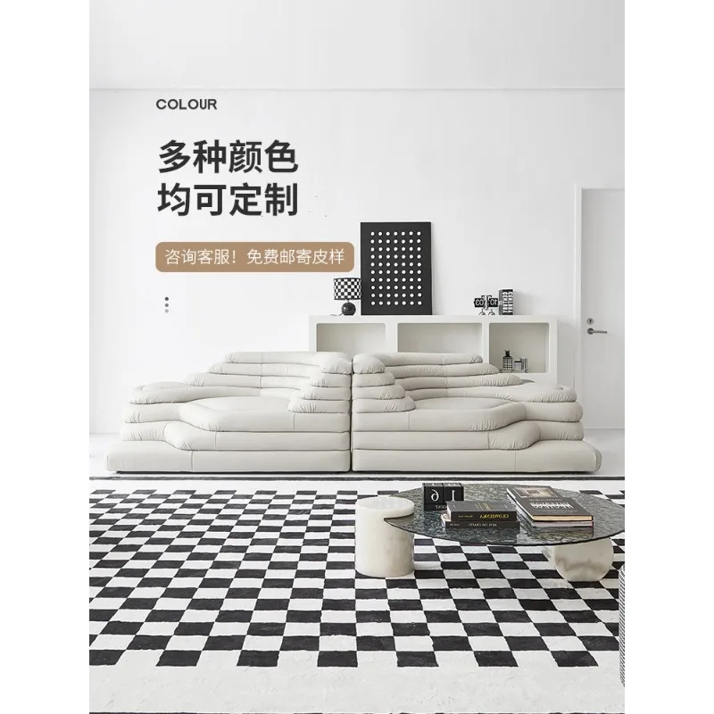 أريكة جلدية بتصميم إبداعي شخصي من Bino أريكة تيراسي ذات صف مستقيم