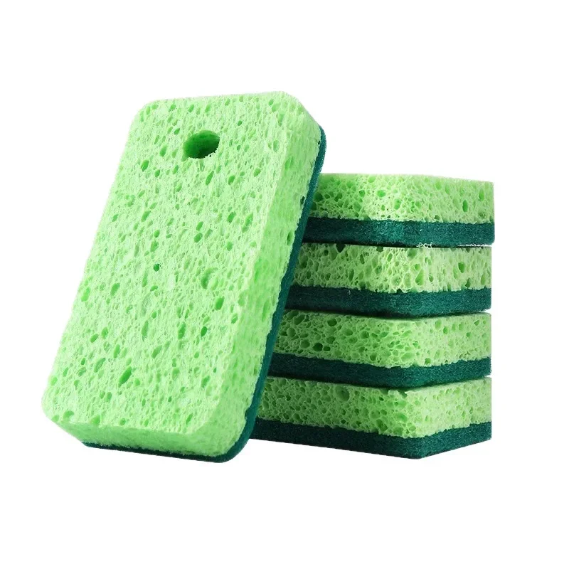 Natural Wood Pulp Cotton Sponge Wipe Re-Washable Sponge Household Cleaning Pad Kitchen Cleaning Gadgets Descaling Cleaning Rub