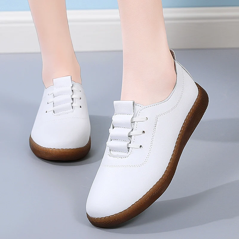 2022 Spring New Sneakers Women Leather Casual Women Shoes Loafers Flats Mom Footwear Tennis Shoe Tenis De Mujer Zapatos De Mujer