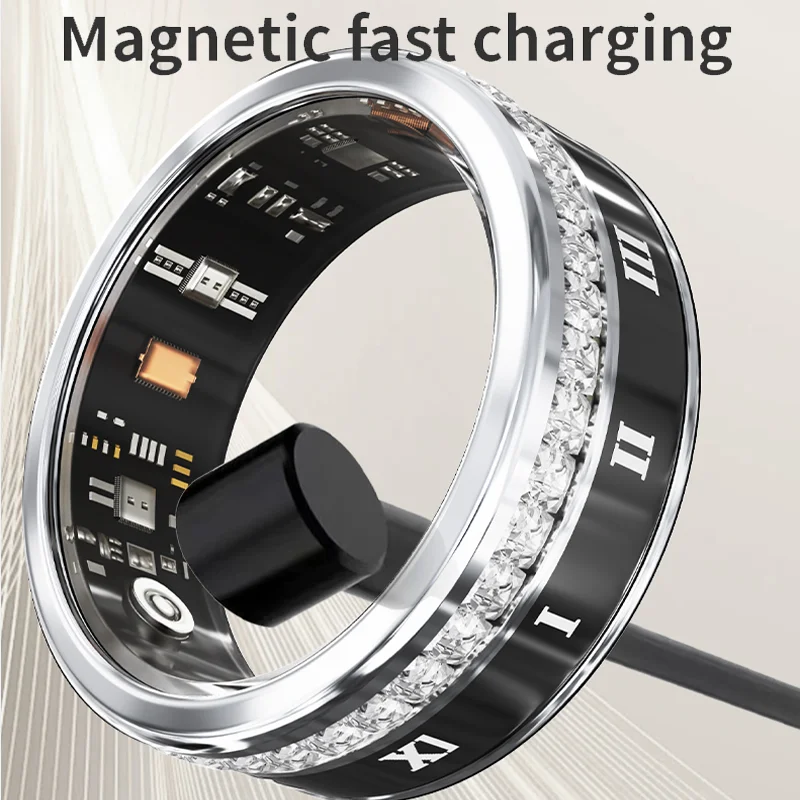 

Luxury Smart Ring for Women with Diamond, Couple Birthday Gifts,Health Heart Rate Sleep Blood Oxygen Monitor for Android iPhone