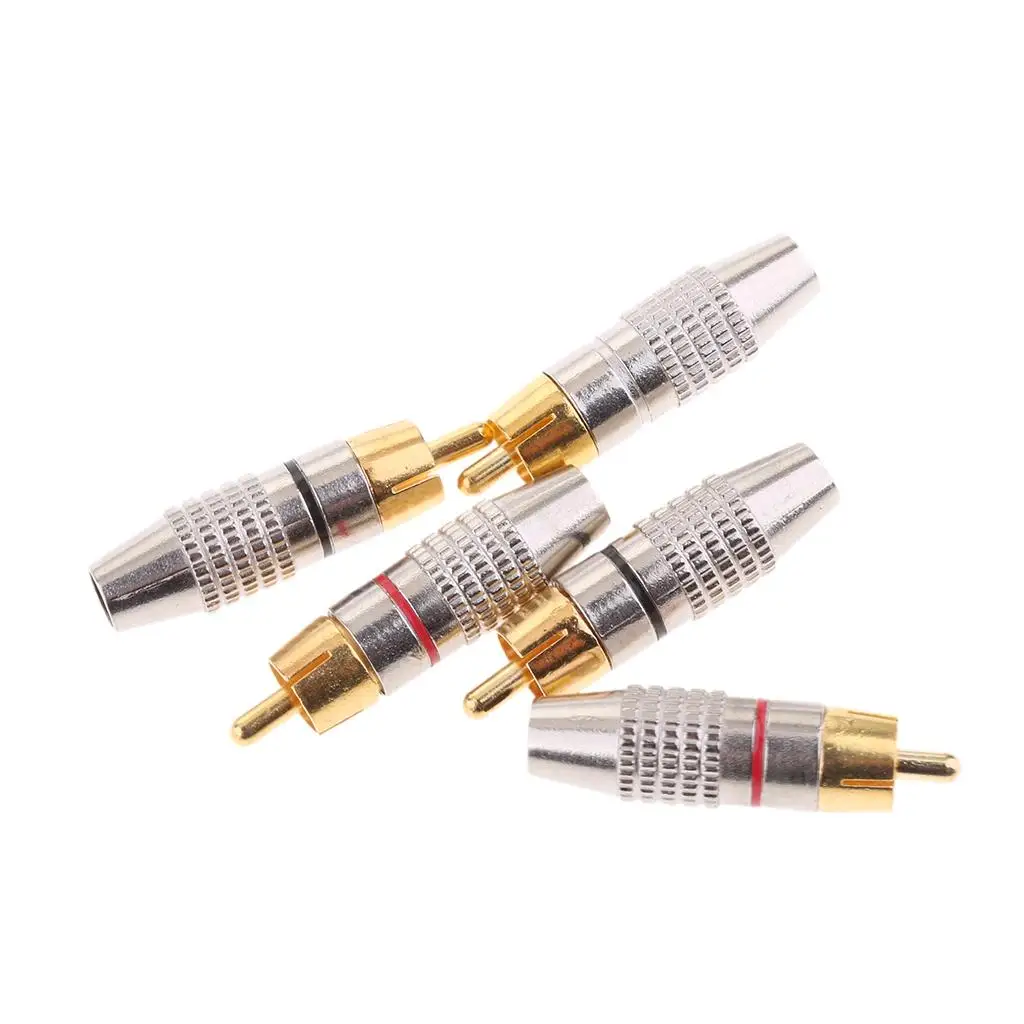 RCA Connector Solderless Plug Male Audio Adapter Copper Material for Video Player Accessories