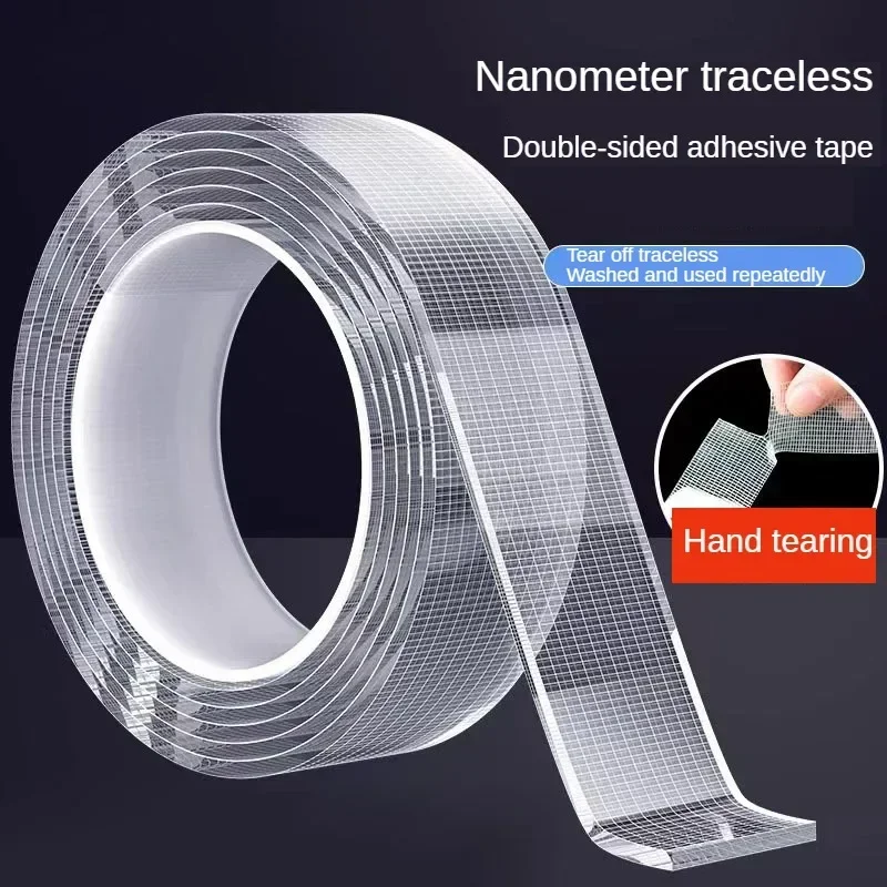 1/2/3/5M Nano Tape Double Sided Tape Transparent Reusable Waterproof Adhesive Tapes Cleanable Kitchen Bathroom Supplies Tapes