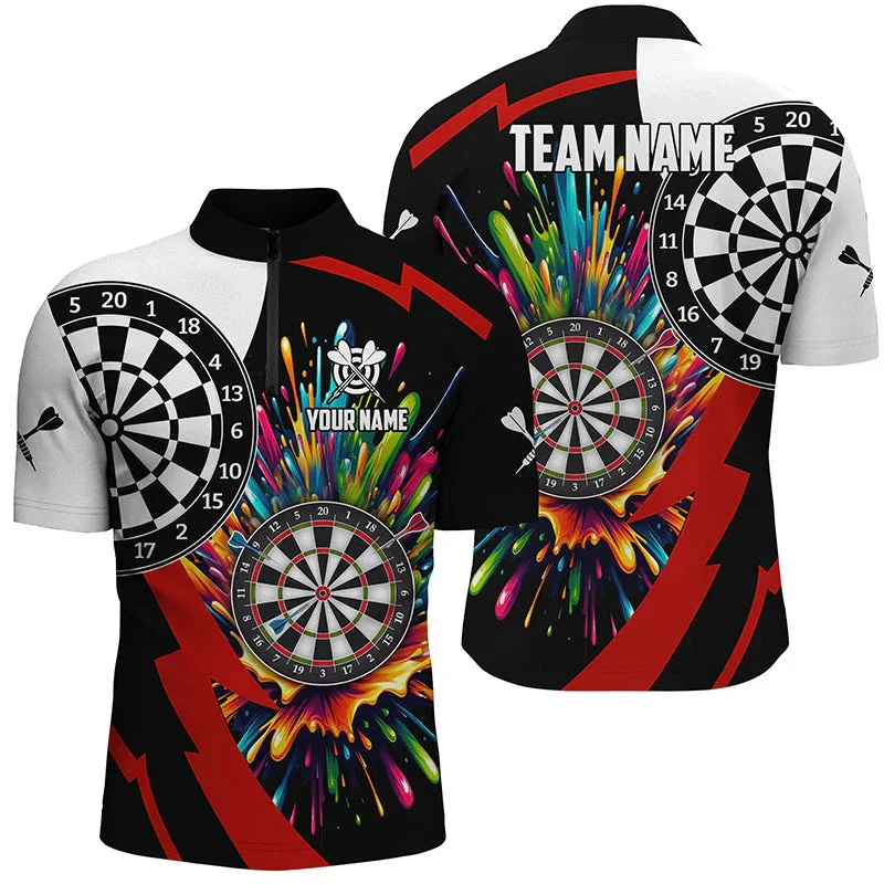 PLstar Cosmos' new personalized 3D printed red dart pattern polo shirt, unisex, casual team throwing sports series -6