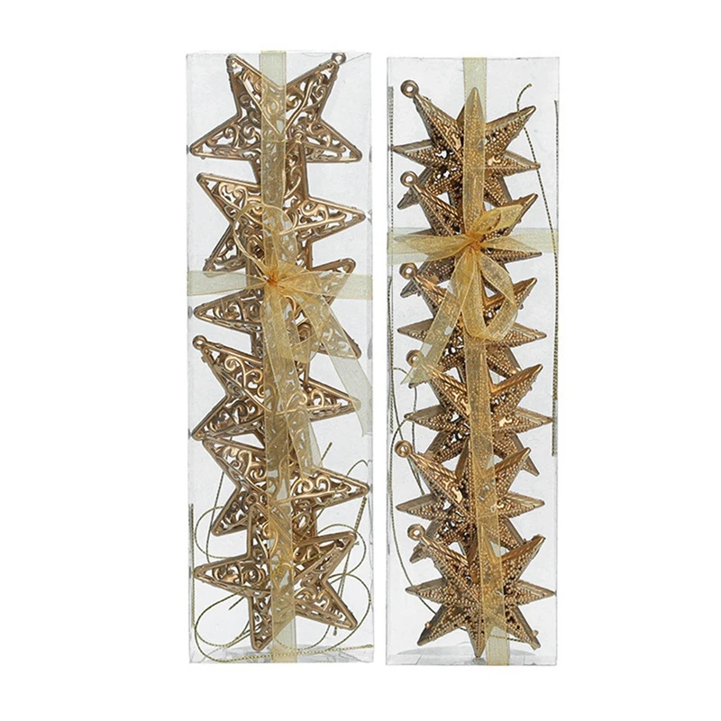 Flash Hanging Stars Enfeites De Natal, Festa A Ouro Suprimentos, Retro, Decoração de árvores, 1 Conjunto