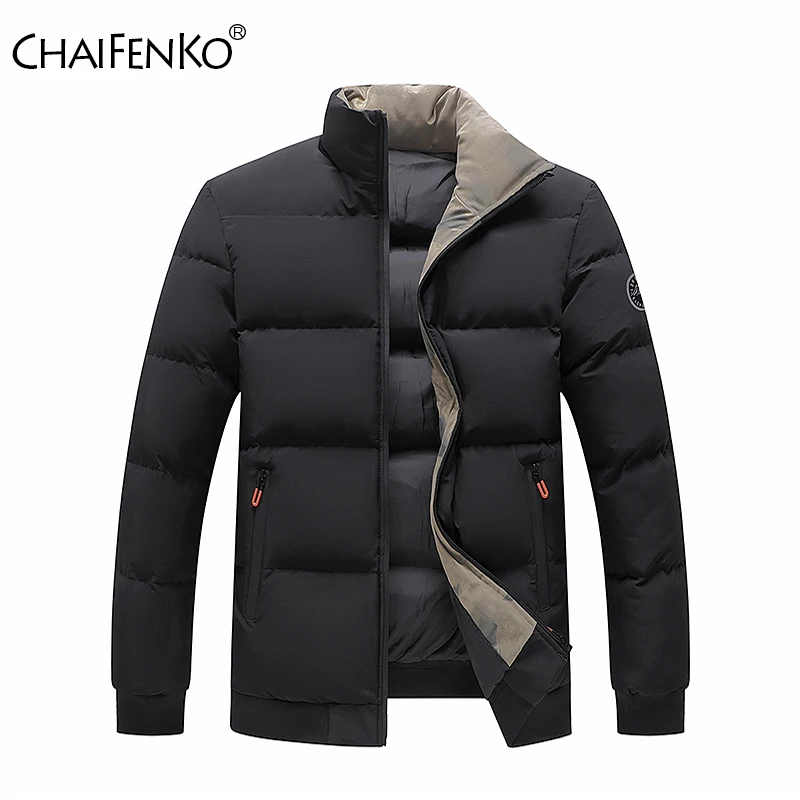 

Свободная утепленная мужская парка на открытом воздухе, зимняя теплая ветрозащитная повседневная куртка, новые модные удобные однотонные мужские топы с воротником-стойкой