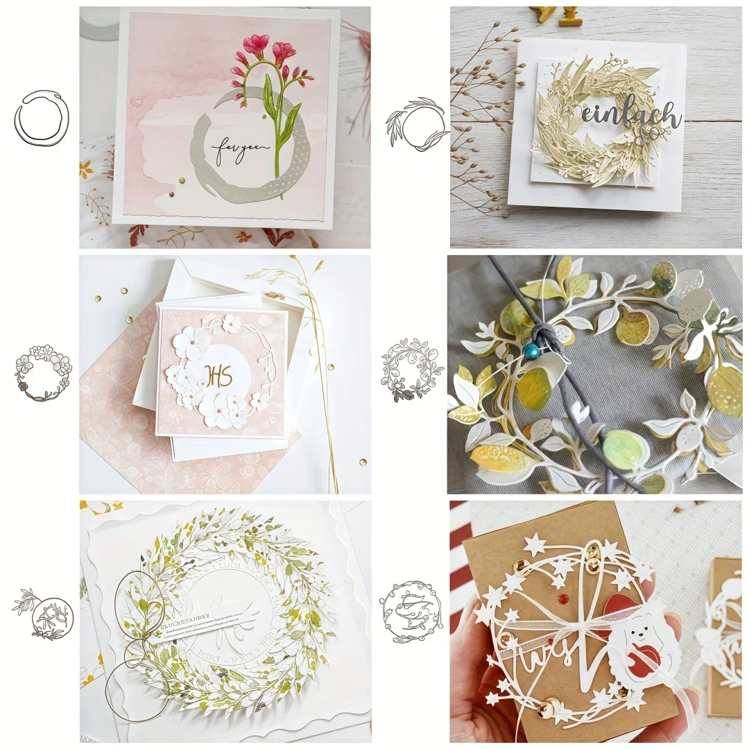 Kranz-Hintergrund-Metall-Stanzform im neuen Stil, geeignet für DIY-Sammelalbum, Kartenherstellung, Vorlage, Prägung, Basteldekoration