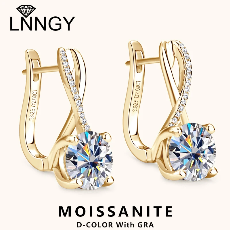 Lnngy Trendy Round Cut 8mm 2ct Infinity Moissanite Earring For Women Original 925 Sterling Silver Earrings Wedding Jewelry Gift