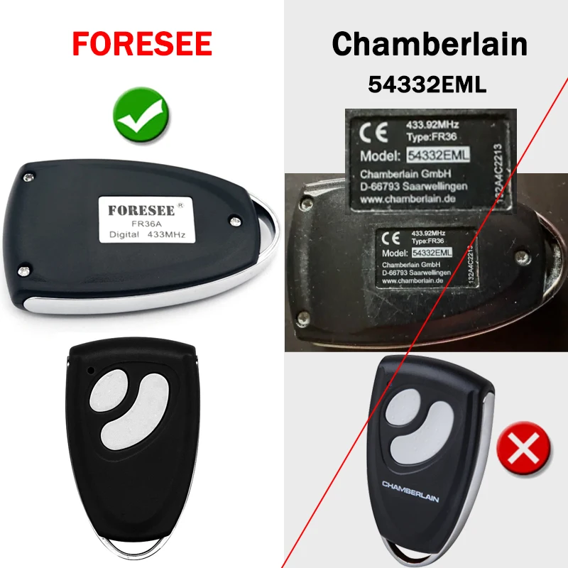 For FORESEE FR1 FR36 FR30 FR36B FR4 FR11 FR32 FR36A FR38 FR42 FR46 433MHz Garage Door Remote Control Hand Transmitter