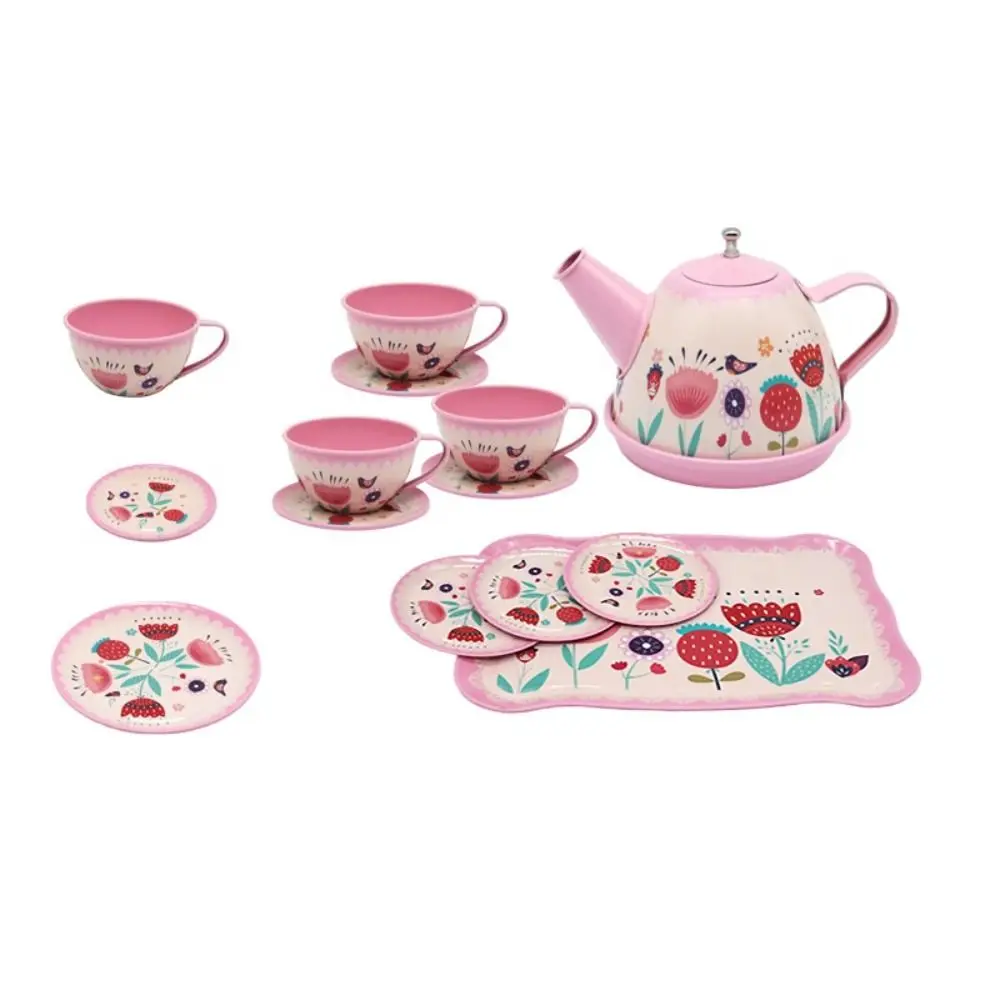 Role play simulação conjunto de chá material metal educação precoce bule utensílios de cozinha requintado chá da tarde fingir jogar
