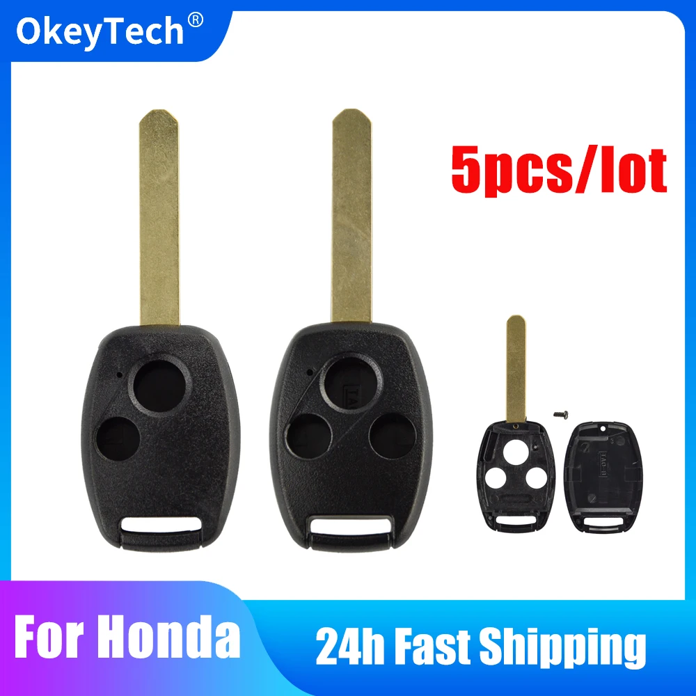 OkeyTech 5pcs/lot 2/3 BUTTONS REMOTE KEY SHELL CASE FOB COVER FOR HONDA NEW FIT CRV CIVIC