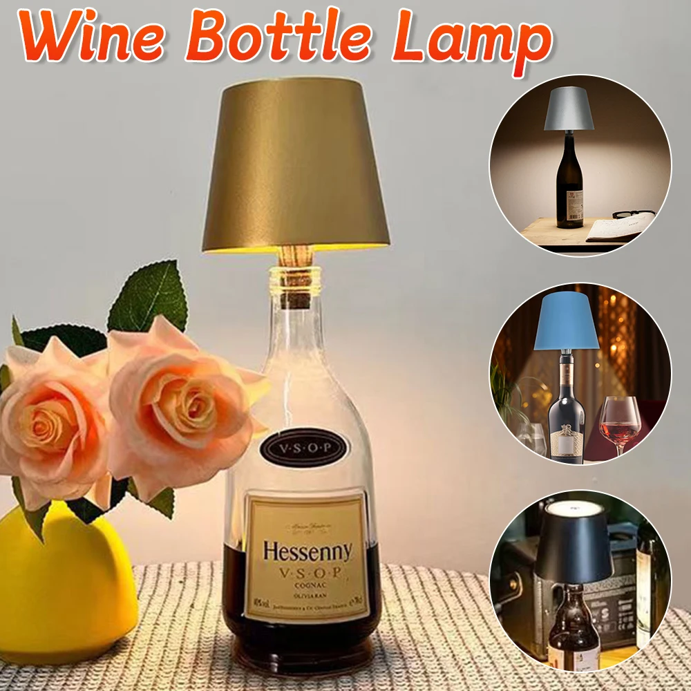 Wireless LED Desk Lamp Creative Wine Bottle Lamp Detachable Portable Charging Touch  Atmosphere Decorative Lamp for Bedside Hote