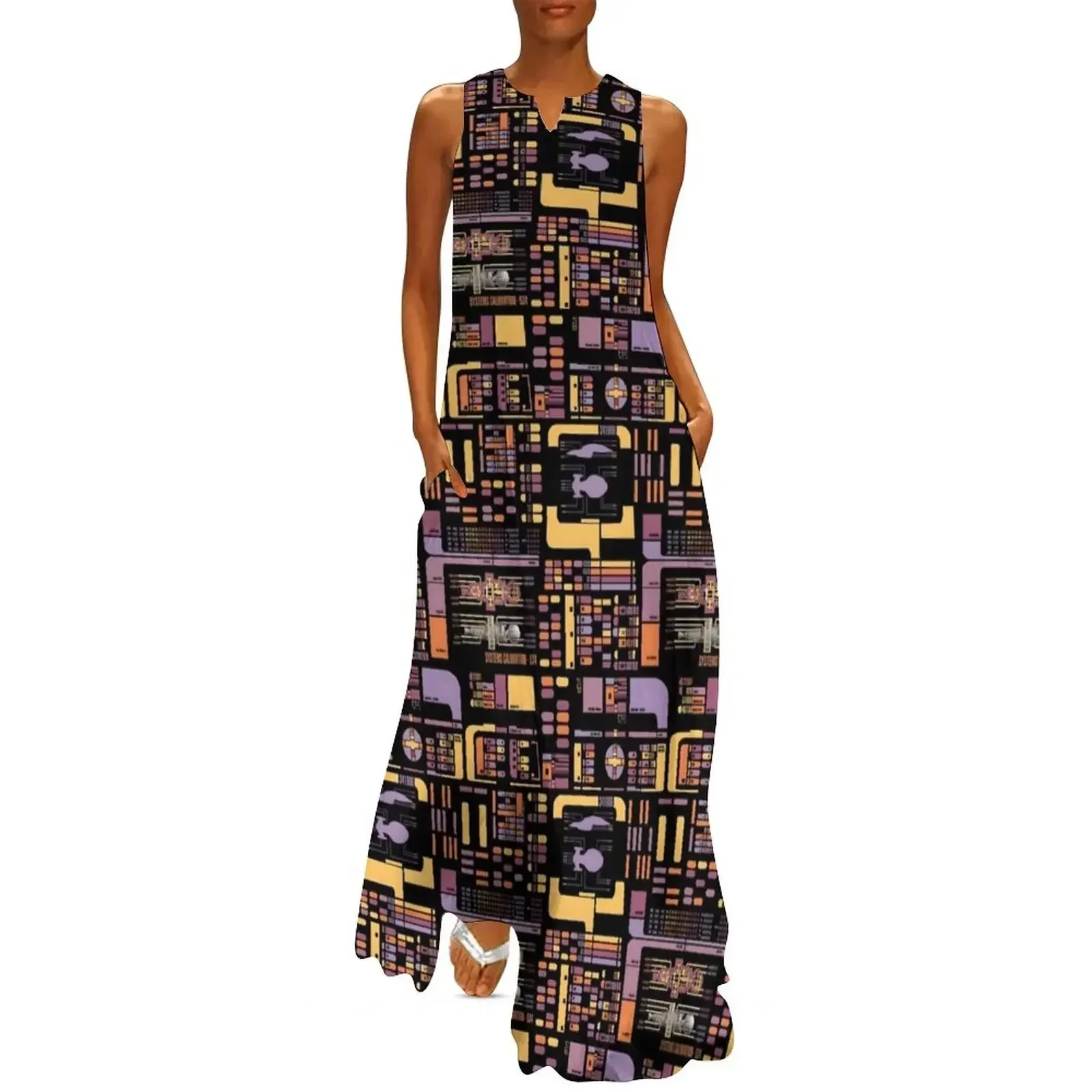 

SciFi Computer Panel LCARS Repeating Pattern Long Dress dress dresses ceremony dresses Dress