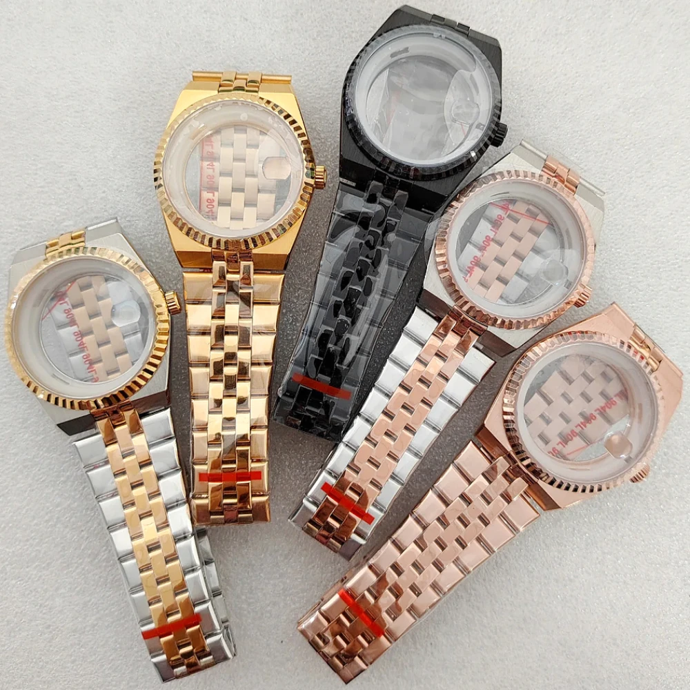 

Черный корпус из розового золота 39,5 мм для механизма NH35/NH36, корпус из нержавеющей стали с зубчатым кольцом, сапфировое стекло для циферблата 33,8 мм