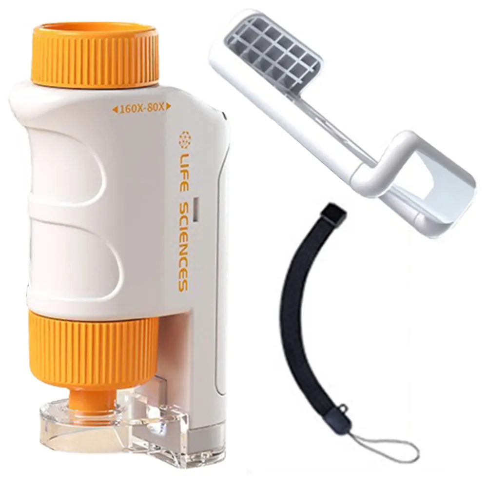 60-120X 미니 포켓 현미경 키트 LED 라이트 포켓 현미경 어린이를위한 과학 실험을위한 미니 휴대용 현미경