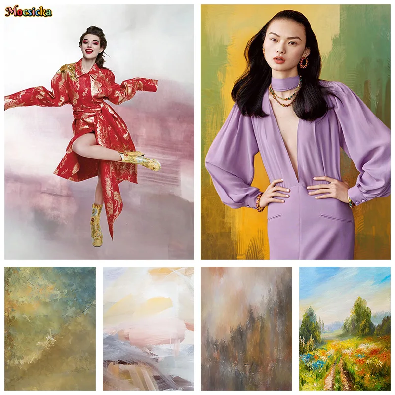 

Mocsicka Photography Background Colorful Oil Painting Backdrop Adult Kids Maternity Art Photo Wedding Photo Studio Props