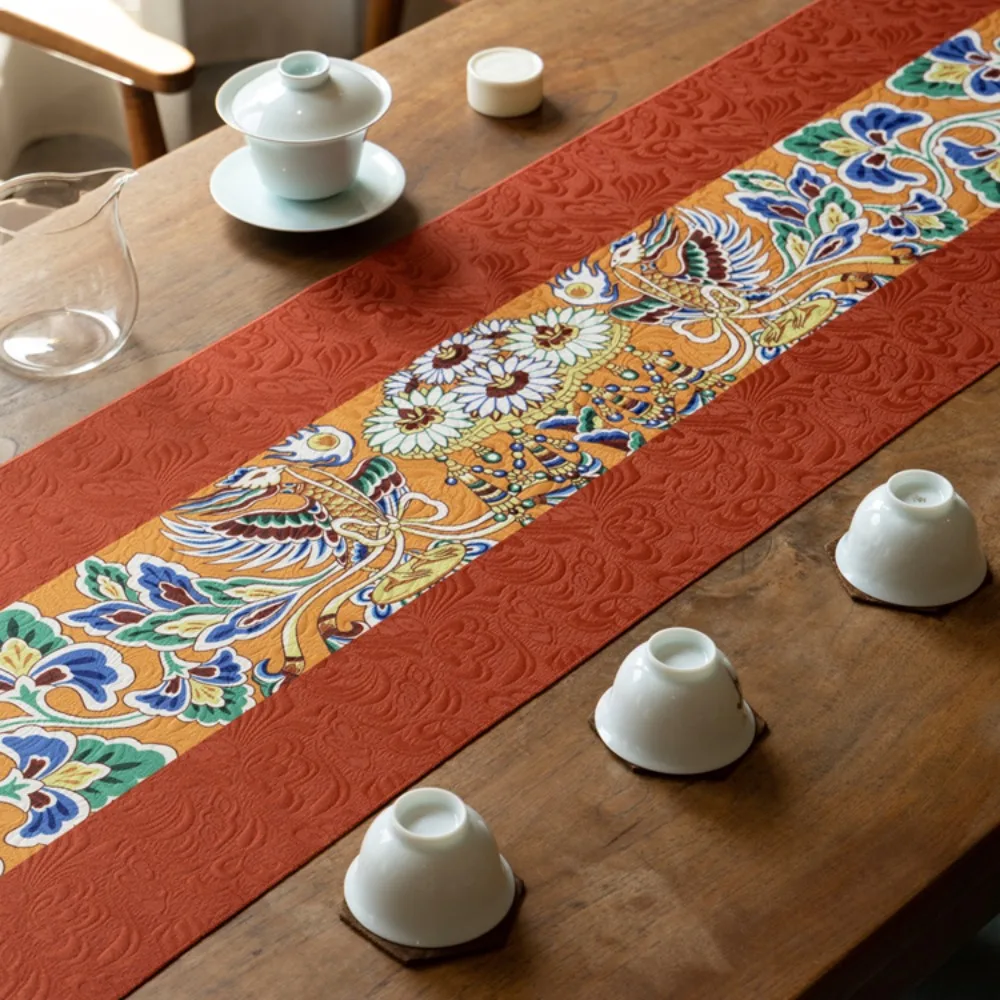 Dunhuang Fengxi Lotus Chinese Table Flag Te Mat Light Luxury High end Ta Flag Tea Mat ea Table Mat Cloth Waterproof a Cloth