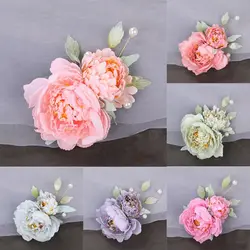 Flower Brooch Flower Hair Clip Hairpin Headwear Pearl Floral Hair Pins Cloth Hair Styling Barrettes Wedding Decorattion