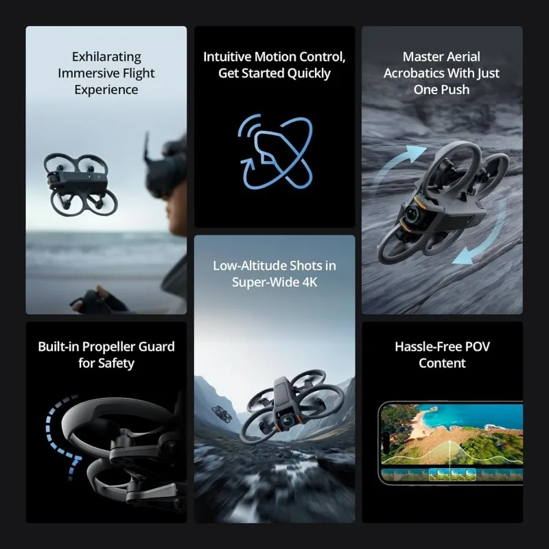 90%New Used DJI Avata 2 Drone Only FPV Drone 4K HDR Camera Fully Tested Unbound ,1 Battery & 1 DJI RC Motion 3 Controller