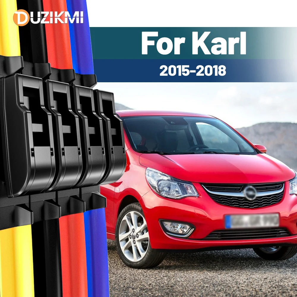 

For Opel Karl 2015-2018 2016 2017 2pcs Front Windshield Windscreen Wiper Blades Red Blue