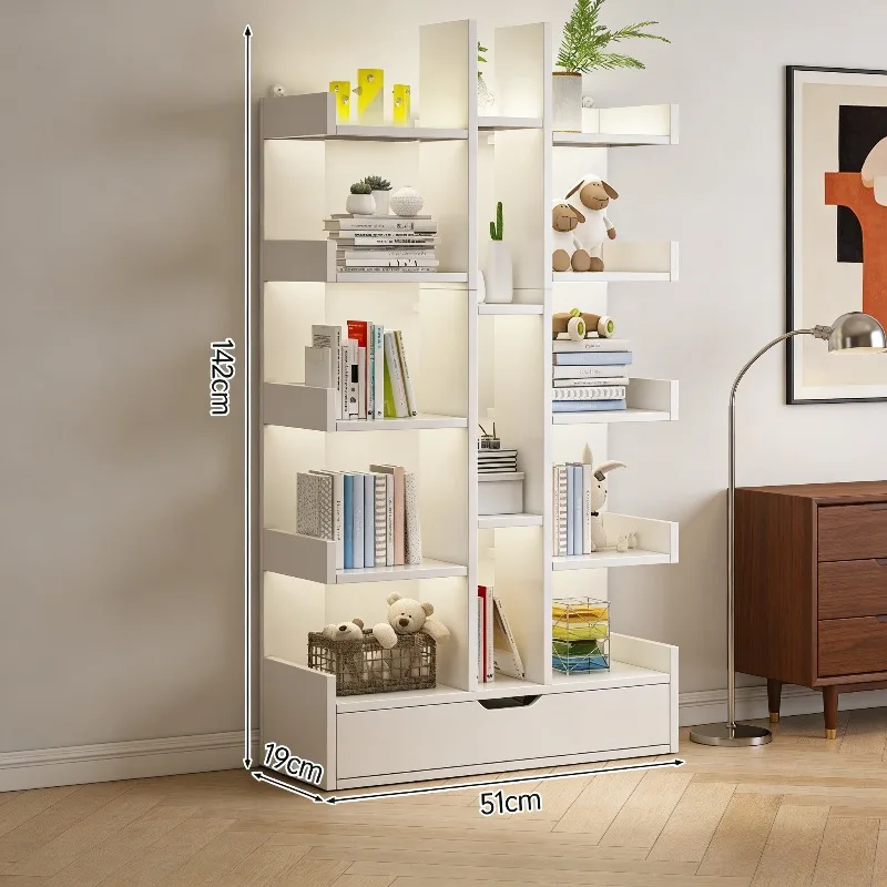 Modern Solid Wood Bookshelf Multi-Level Floor Standing Storage Rack Living Room Bookcase Home Office Furniture Display Shelf