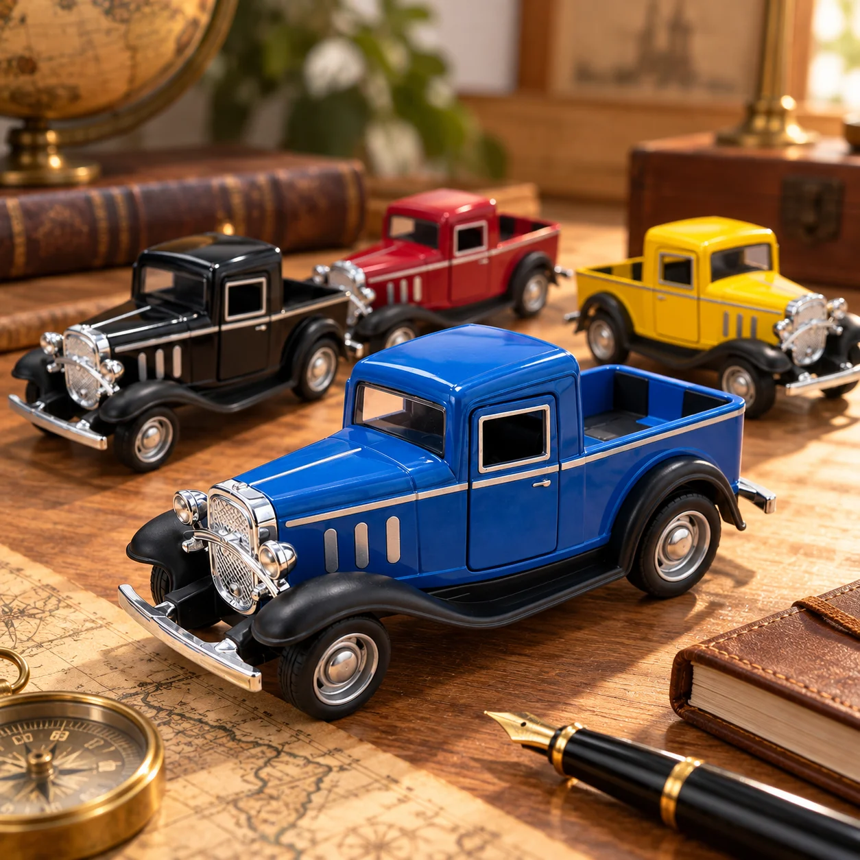 (Corrugated box) 1/36 scale, Vintage Old-Timer Pickup Truck style toy car, powerful spring, metal casting, boy's toy, the best g