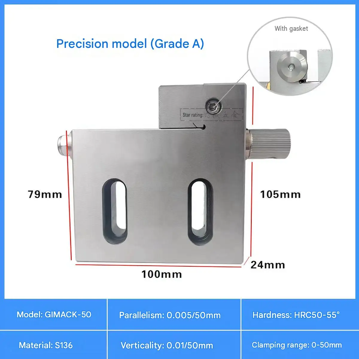 High Precision Stainless Steel Wire EDM Vise 0-100mm Opening 4 Inch WEDM Clamping Fixture Industrial CNC Tooling Accessories