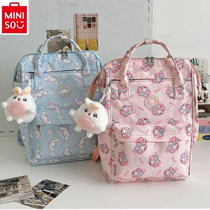 

MINISO New Fashion Melody Cartoon Printed Backpack Student Large Capacity Lightweight Versatile Mommy Bag