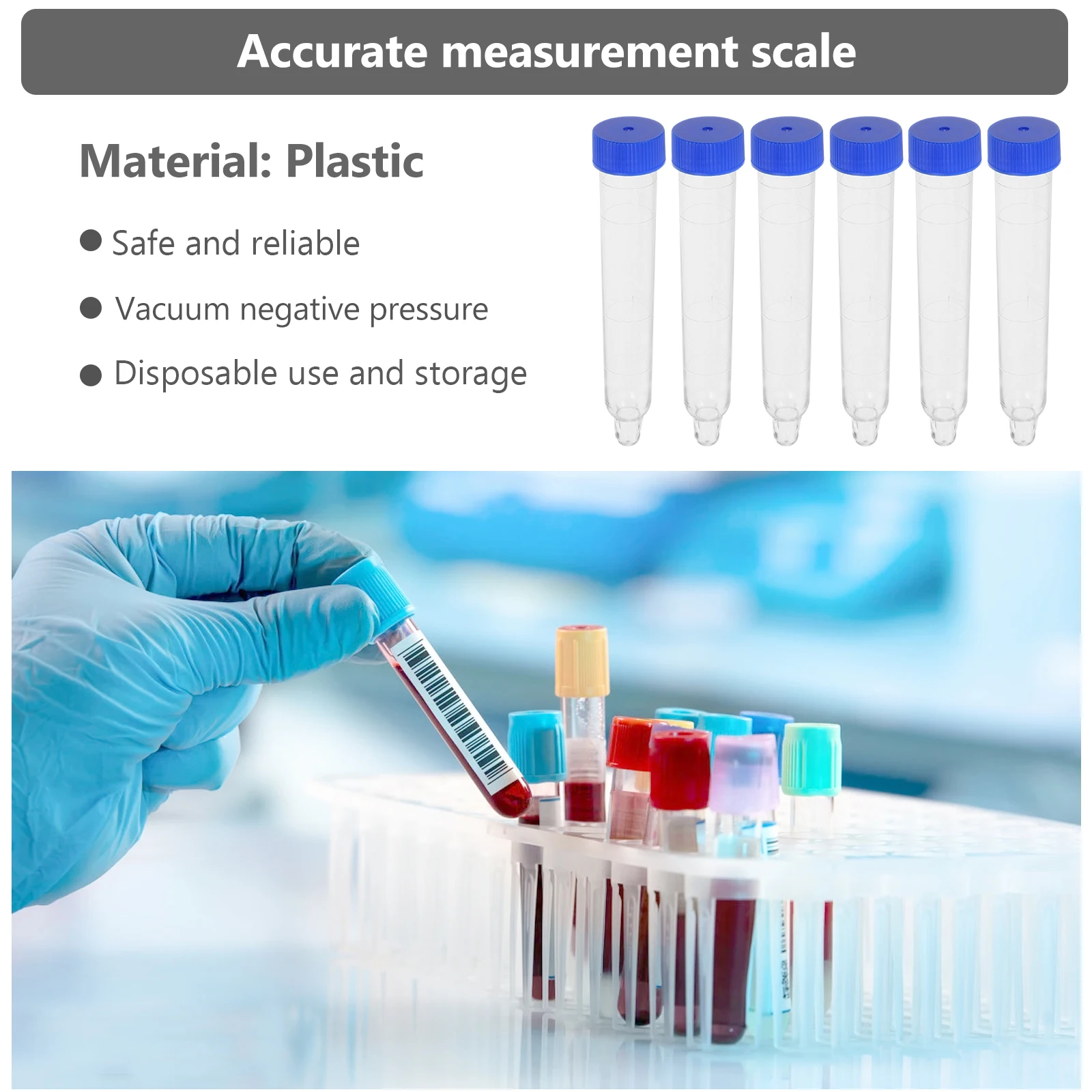 

50Pcs Urine Sedimentation Tubes with Screw Cap Transparent Urine Sample Test Tubes for Centrifugation and Storage