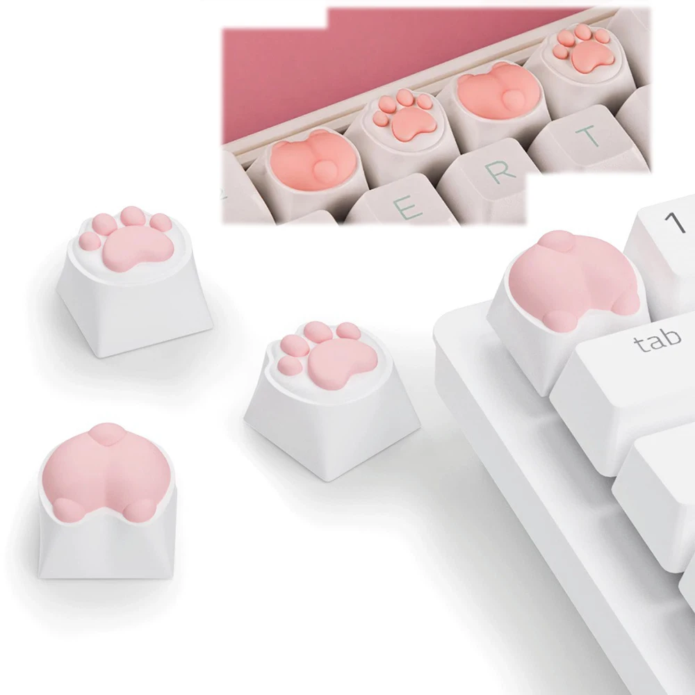 

Super Cute Cat Paw Short Shaft Keycaps Rock Paper Scissors Mechanical Keyboard Keycaps Soft ABS Silicone Keyboards Accessories