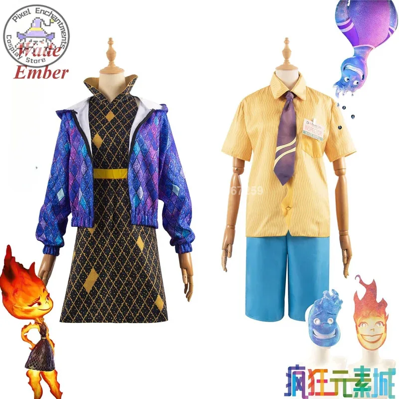 DY2025Elemental Anime Ember Lumen Wade Ripple Cosplay disfraz agua fuego elemental traje niñas niño disfraz vestido Halloween adulto