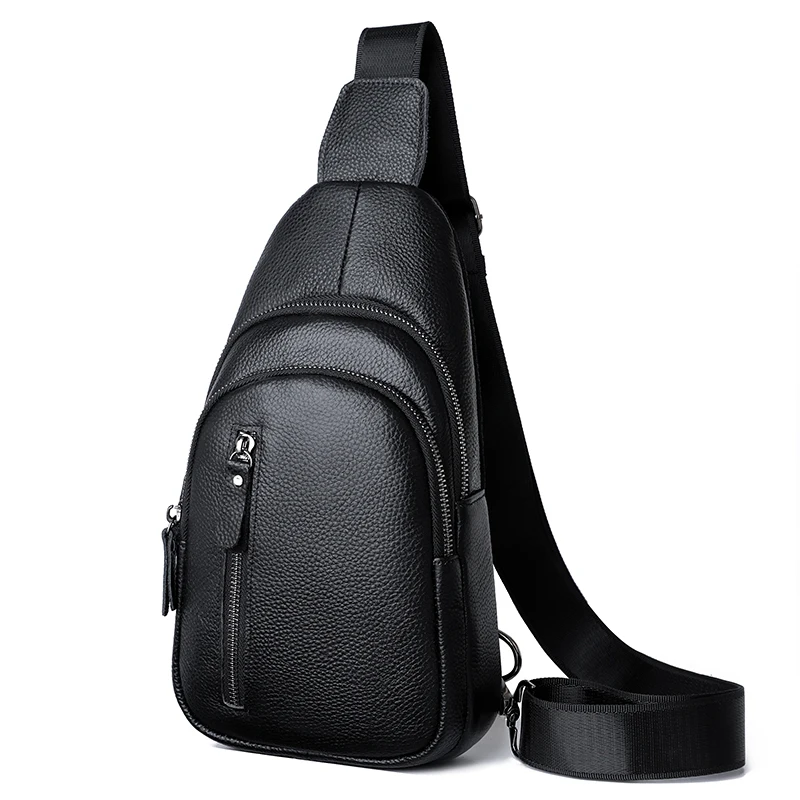 100% prawdziwej skóry męska torba na klatkę piersiowa męska torba na ramię torba na co dzień Crossbody torba moda męska torebka Purity