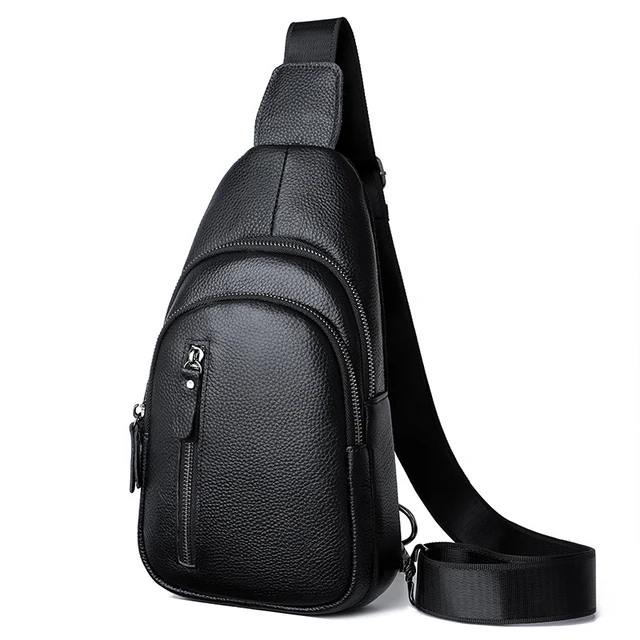 100% prawdziwej skóry męska torba na klatkę piersiowa męska torba na ramię torba na co dzień Crossbody torba moda męska torebka Purity